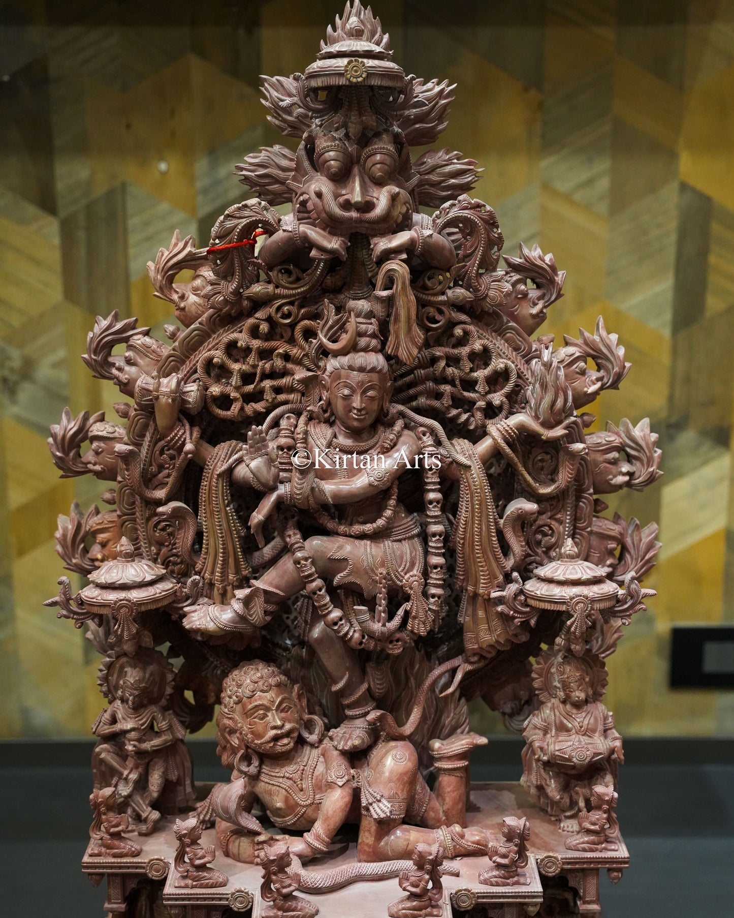 Lord Nataraja Stone Carving Idol | Pink Stone | Odisha Art | 37"