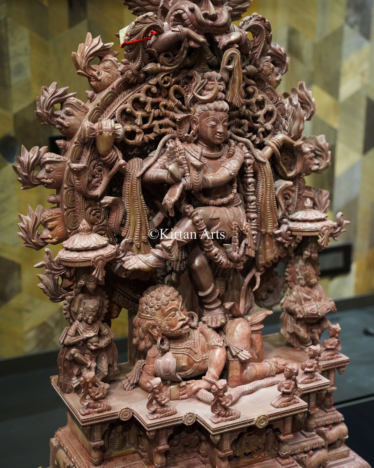 Lord Nataraja Stone Carving Idol | Pink Stone | Odisha Art | 37"