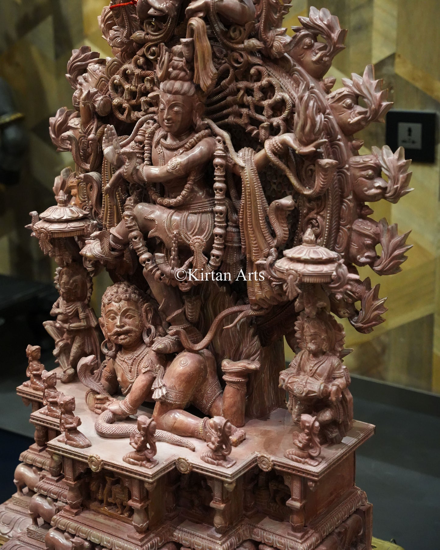 Lord Nataraja Stone Carving Idol | Pink Stone | Odisha Art | 37"