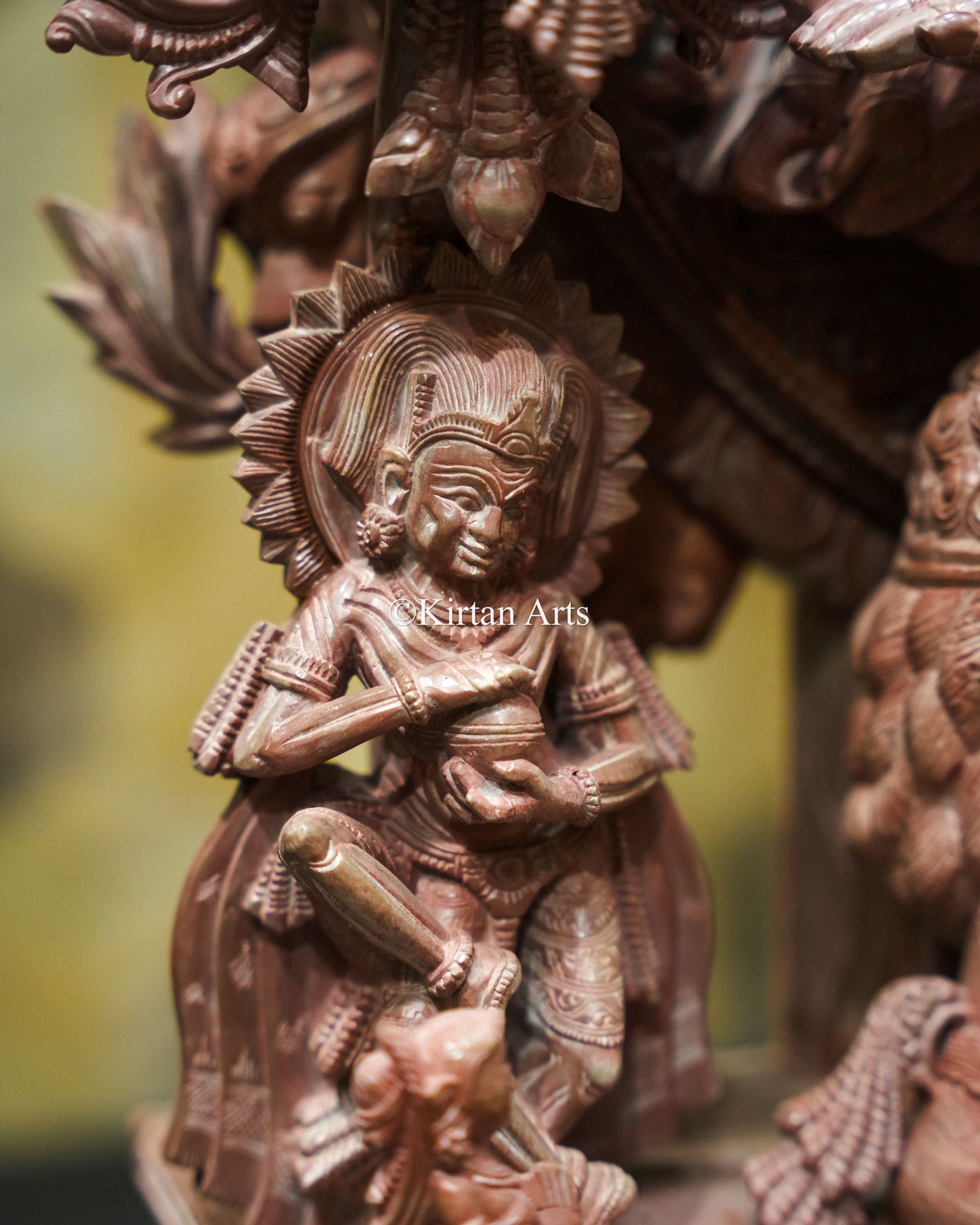 Lord Nataraja Stone Carving Idol | Pink Stone | Odisha Art | 37"