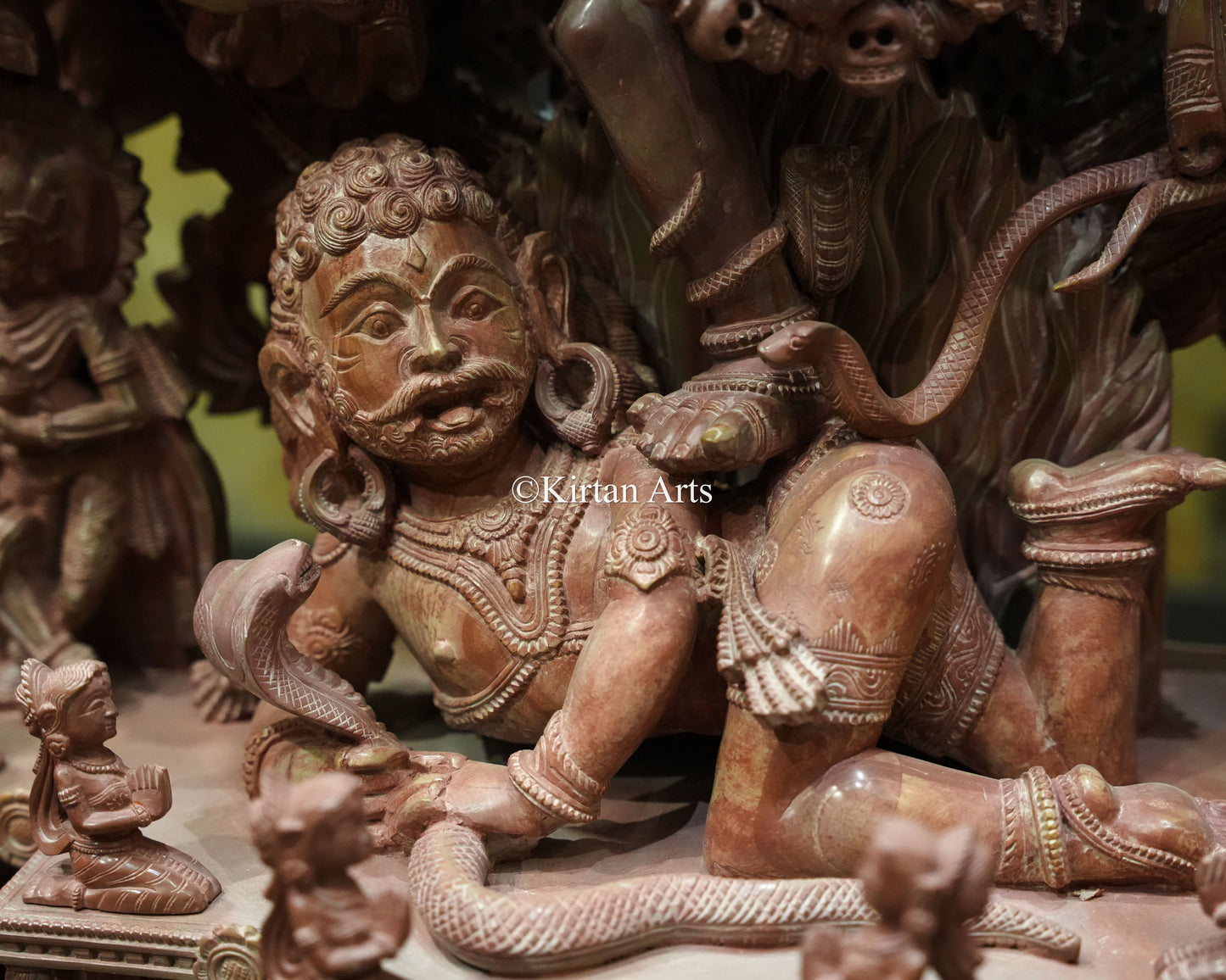 Lord Nataraja Stone Carving Idol | Pink Stone | Odisha Art | 37"
