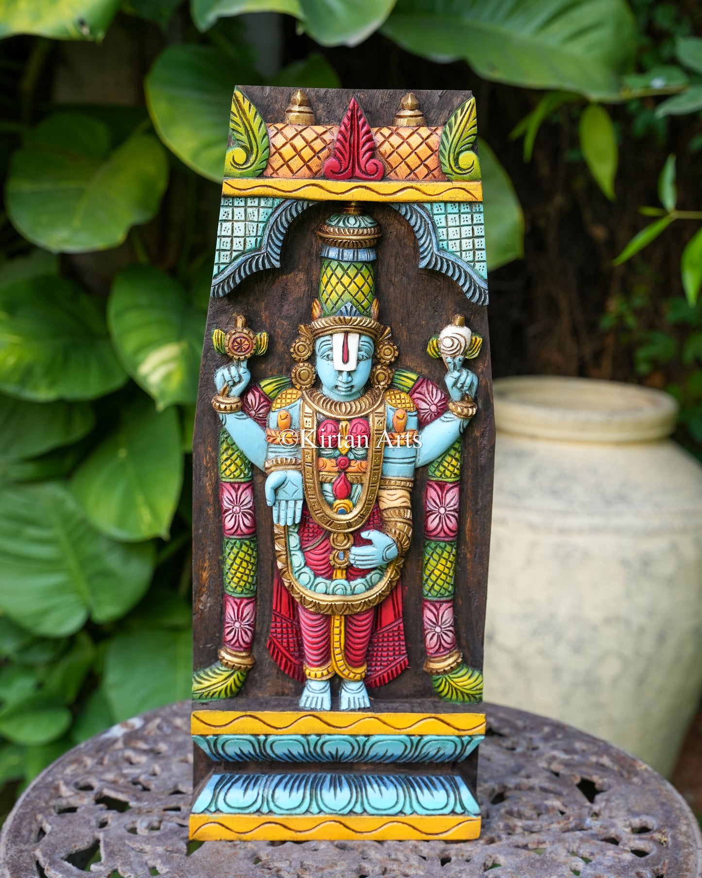 24" Hand-Carved Lord Balaji (Venkateswara) Wall Panel
