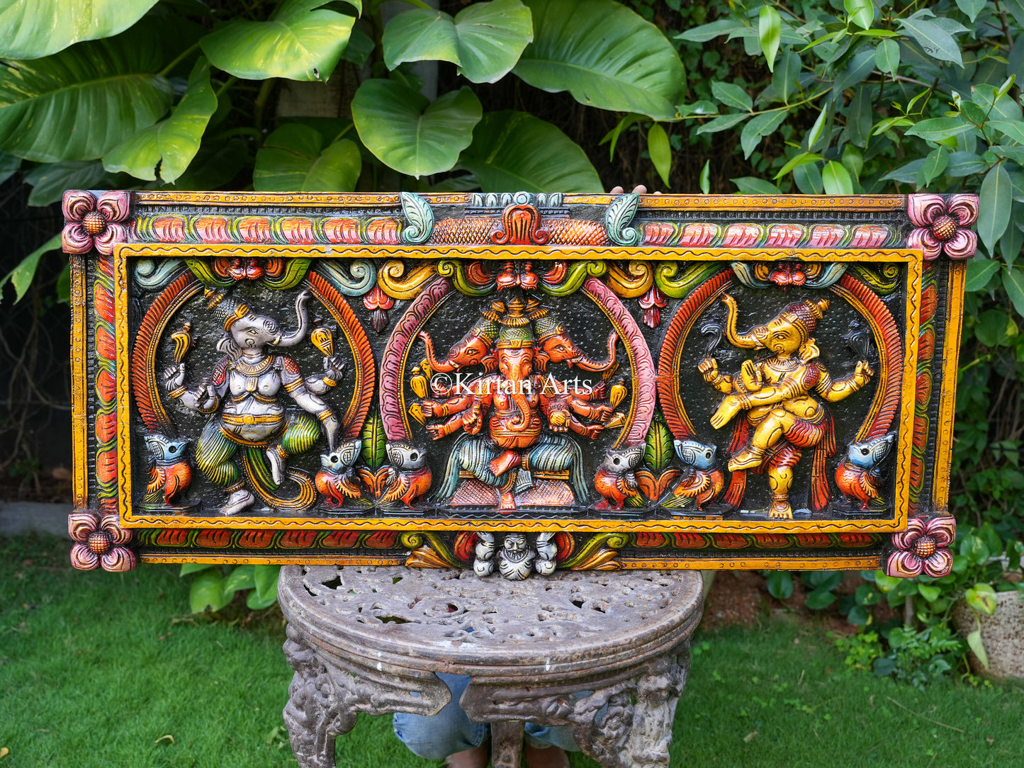 Hand-Carved Lord Ganesha Wall Panel | 48"