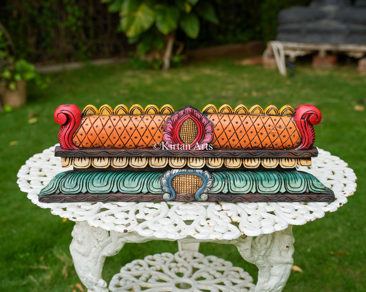 Hand-Carved Temple Gopuram Panel | 24" | Orange