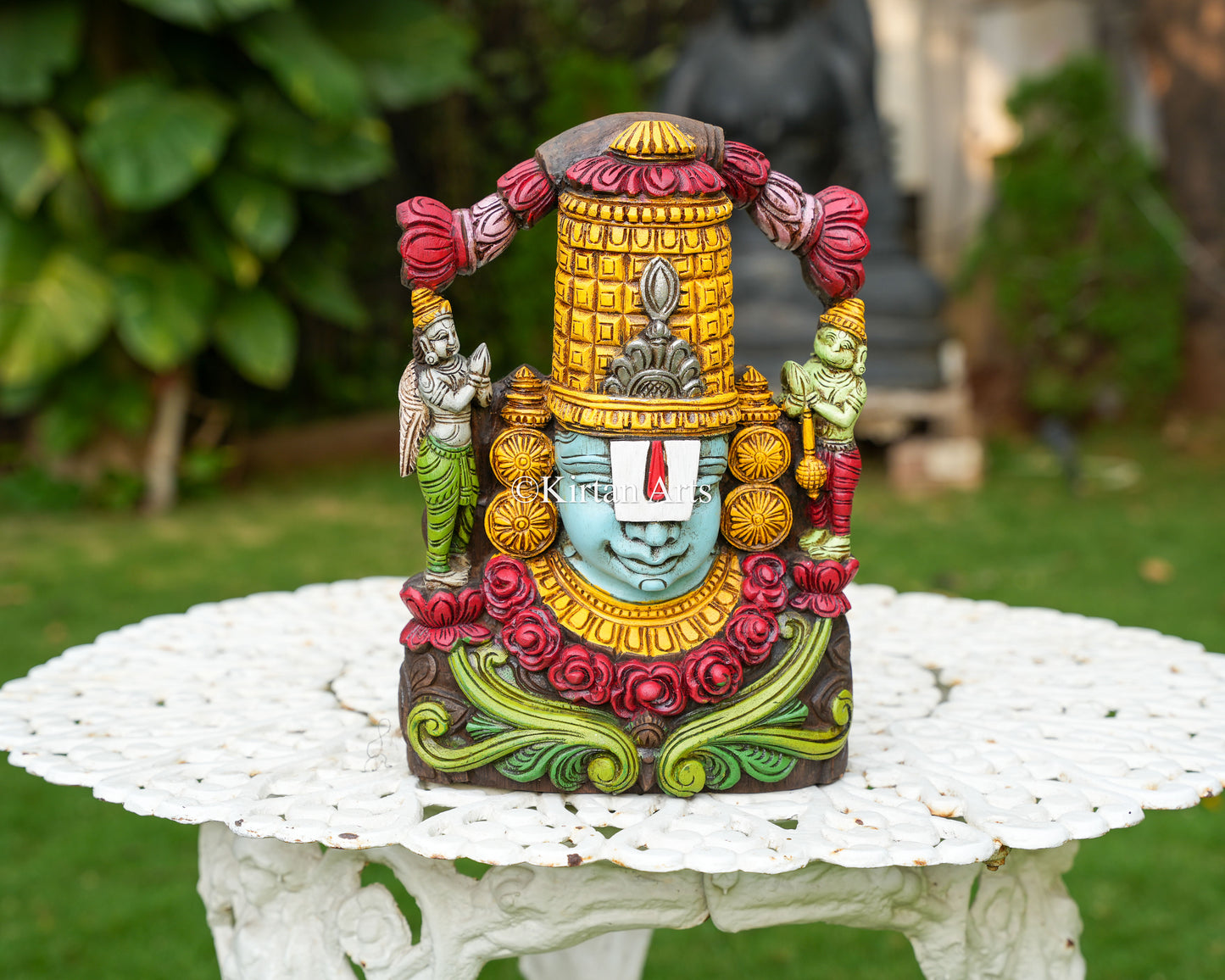 Hand-Carved Lord Venkateswara (Balaji) Divine Face Mount | 14"