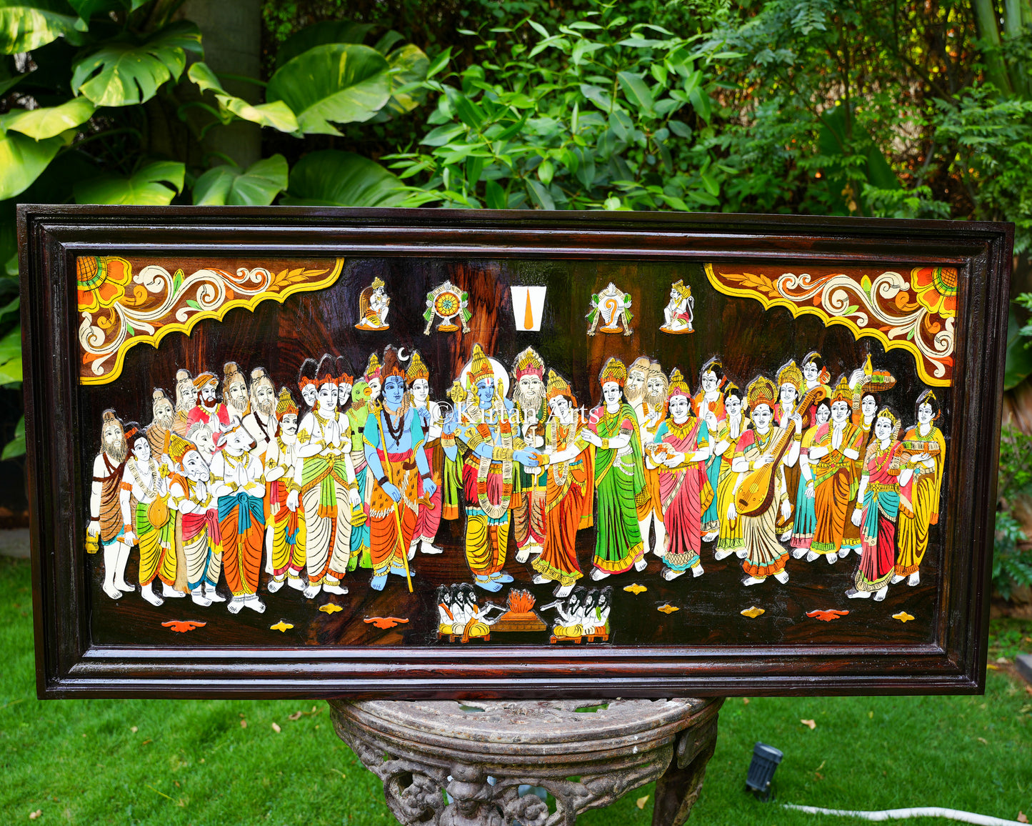 48" Rosewood Srinivasa Kalyanam Panel | 3D Embossed Artwork