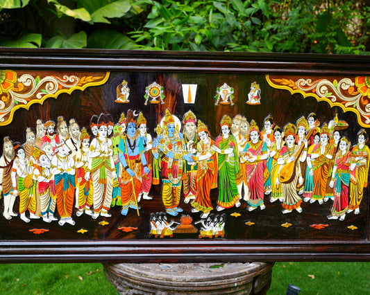 Grand 4ft Rosewood Srinivasa Kalyanam Panel | 3D Embossed Artwork