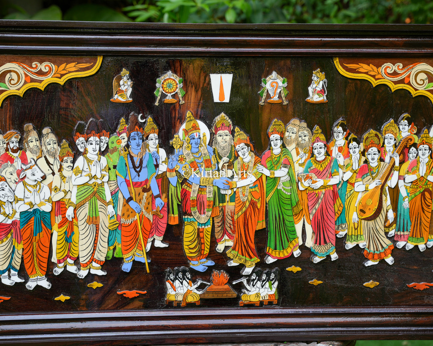 48" Rosewood Srinivasa Kalyanam Panel | 3D Embossed Artwork