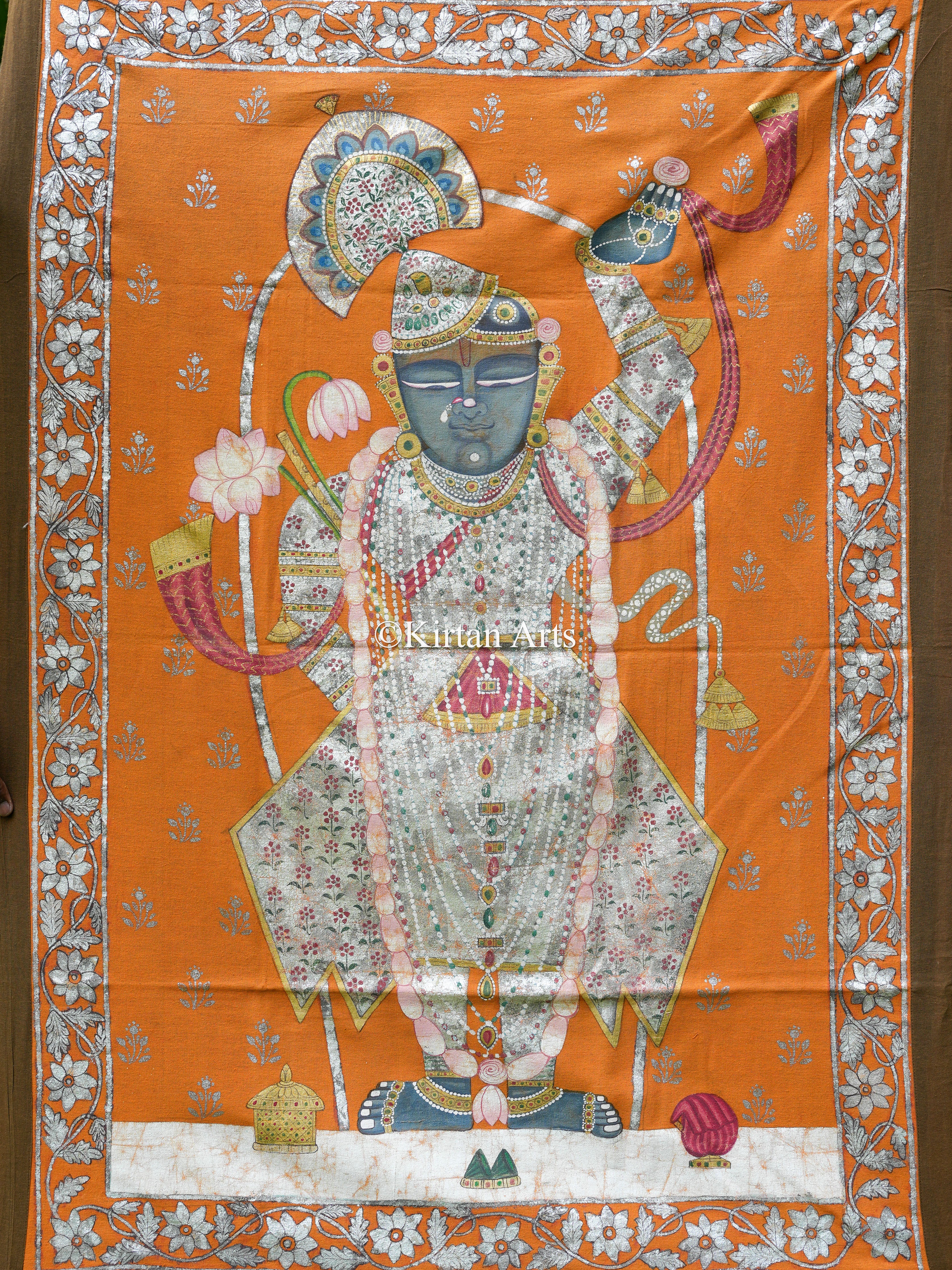 Grand 4.5ft Deccan Antique Shrinathji – Original Silver Leaf & Saffron ...