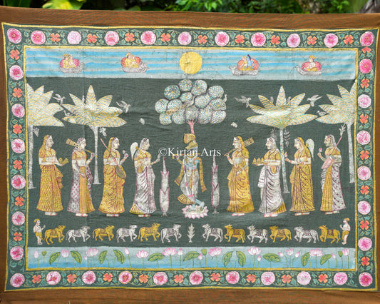 4ft x 3ft Deccan Antique Pichwai – Hand-Painted with Original Silver Leaf
