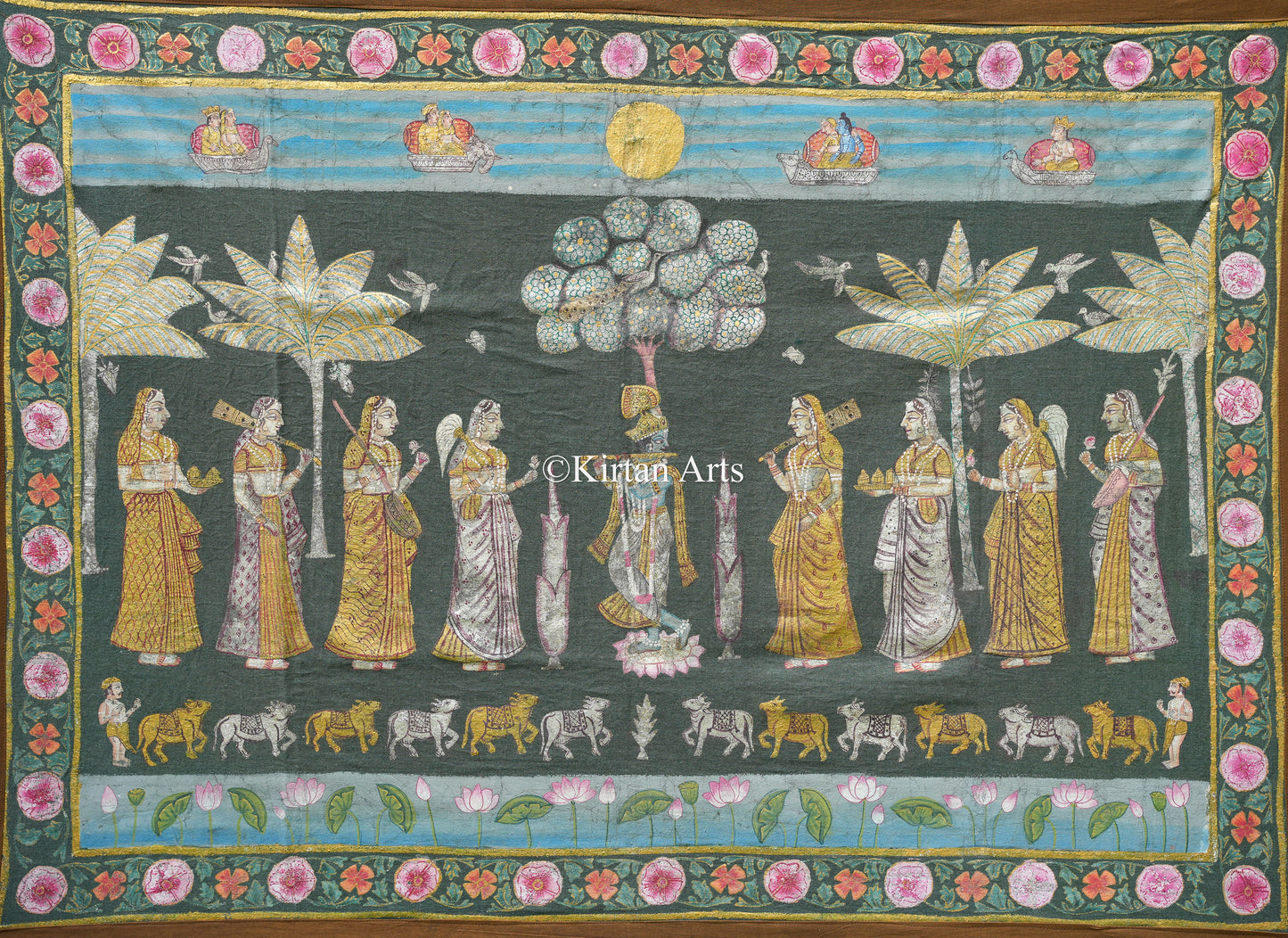 4ft x 3ft Deccan Antique Pichwai – Hand-Painted with Original Silver Leaf