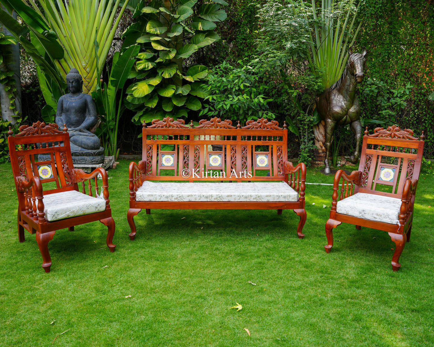 Chettinad Burmese Teakwood Sofa Set | Vintage Style