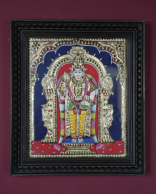 Divine Lord Murugan Tanjore Painting – 12x10 Inch Traditional Gold Foil Wall Art (15x13 Inches with Frame)