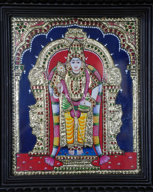Divine Lord Murugan Tanjore Painting – 12x10 Inch Traditional Gold Foil Wall Art (15x13 Inches with Frame)
