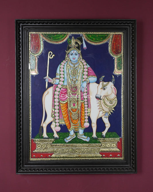 Divine Mannargudi Rajagopalaswamy Tanjore Painting – 24x18 Inch Traditional Gold Foil Wall Art (27x21 Inches with Frame)