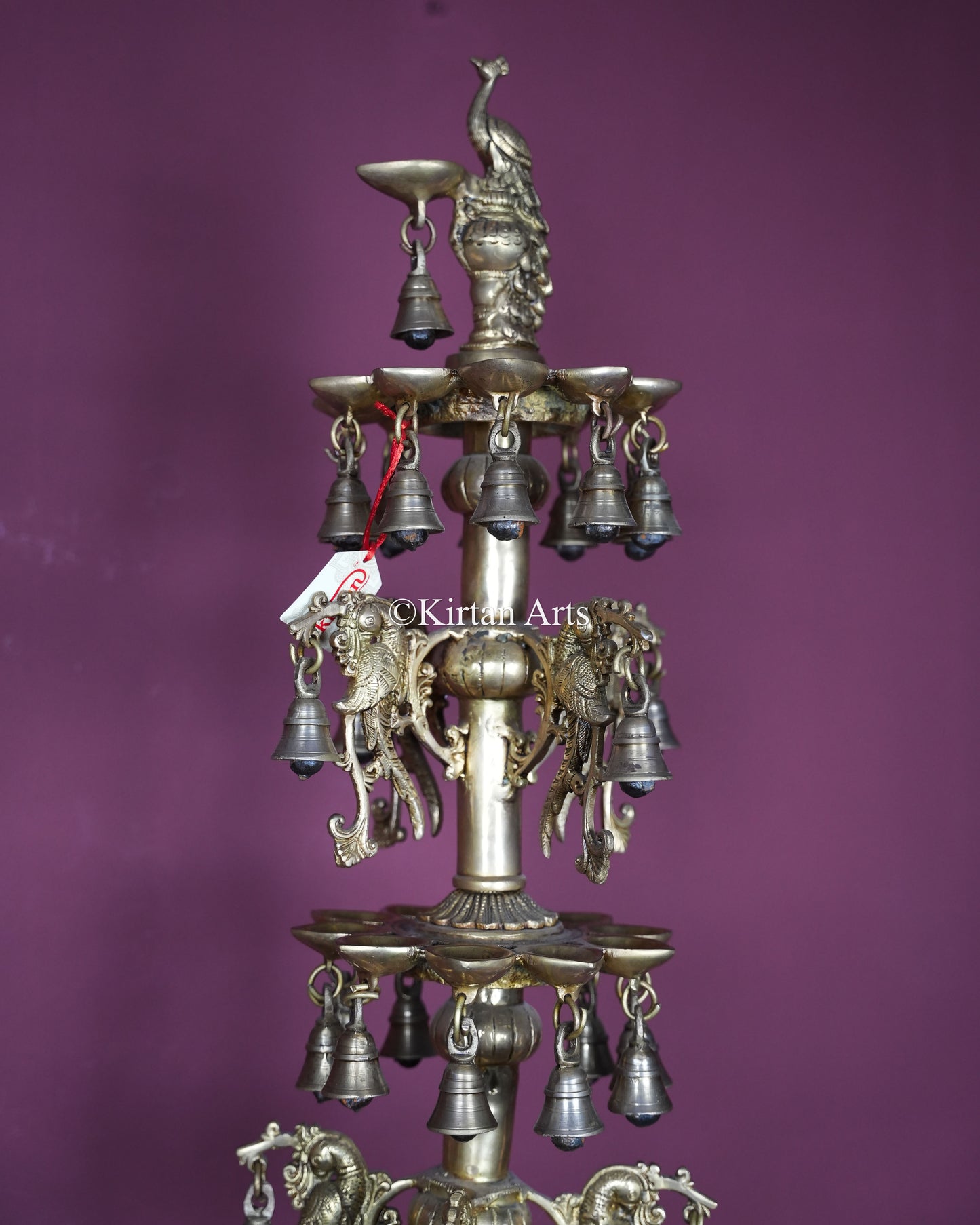 Exquisite Brass Elephant Diya Pair | 43" | Multi-Tier Lamp