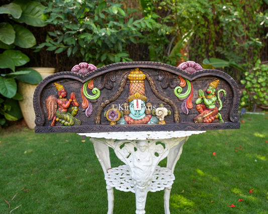 36" Tirupati Balaji Wall Panel with Garuda and Hanuman Devotional Reliefs