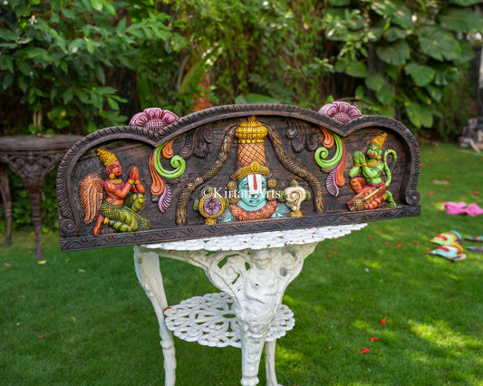 36" Tirupati Balaji Wall Panel with Garuda and Hanuman Devotional Reliefs