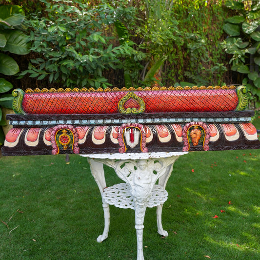 48"x12" Hand-Carved Tirupati Balaji Shanku Chakra Namam Gopuram Panel