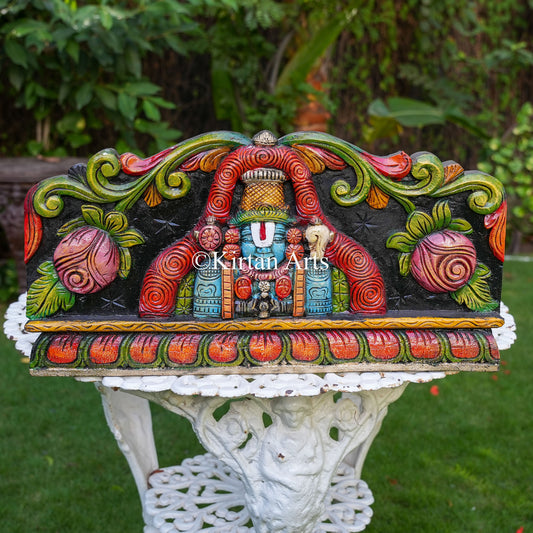 24"x12" Hand-Carved Tirupati Balaji Wall Panel