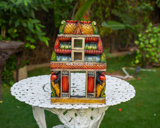 18" Premium Handcrafted Wooden Wall Gopuram with Hand-Painted Multi-Tiered Shikhara