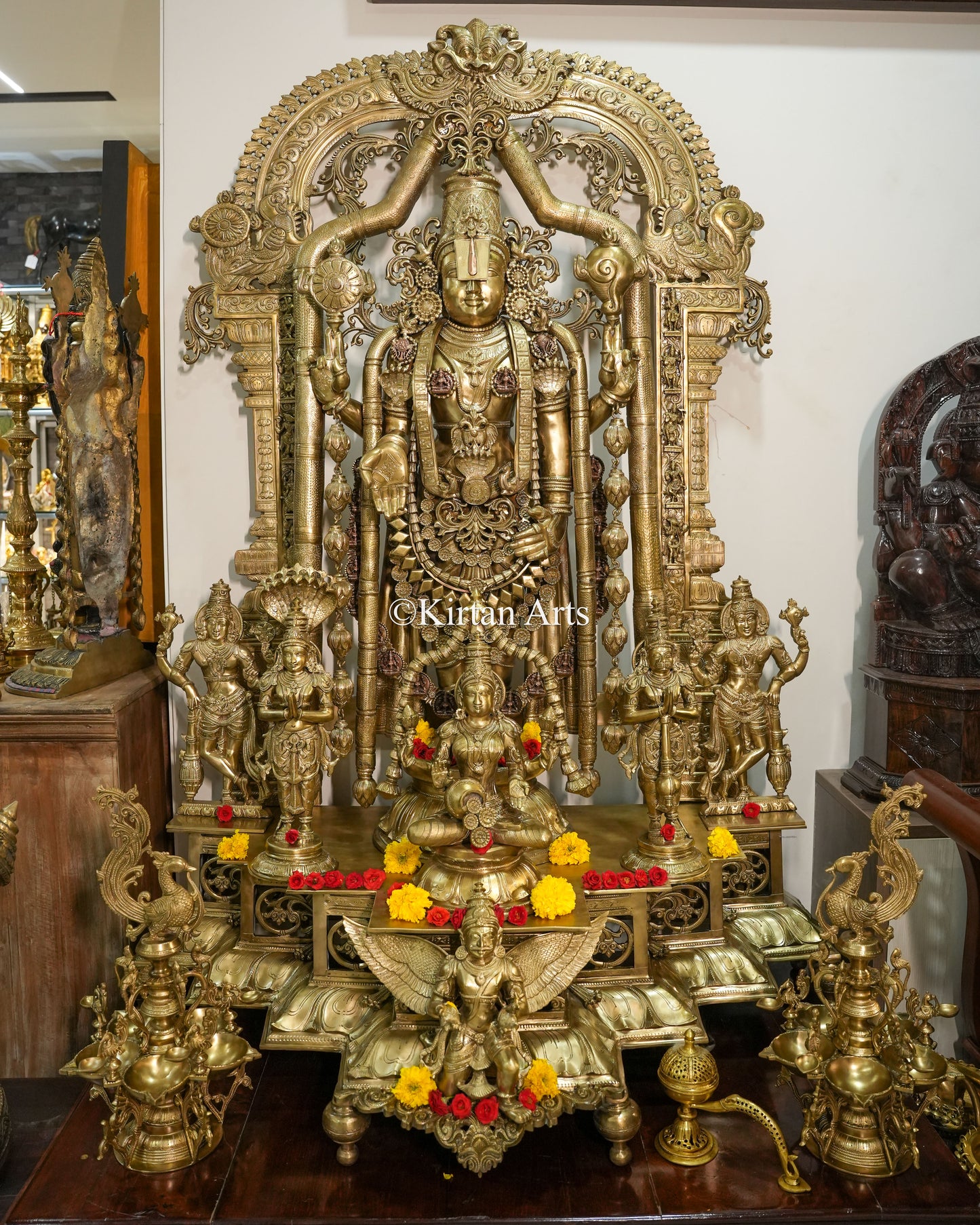 Grand Bronze Tirupati Balaji Venkateswara Sculpture with Prabhavali | 72" | 355kg