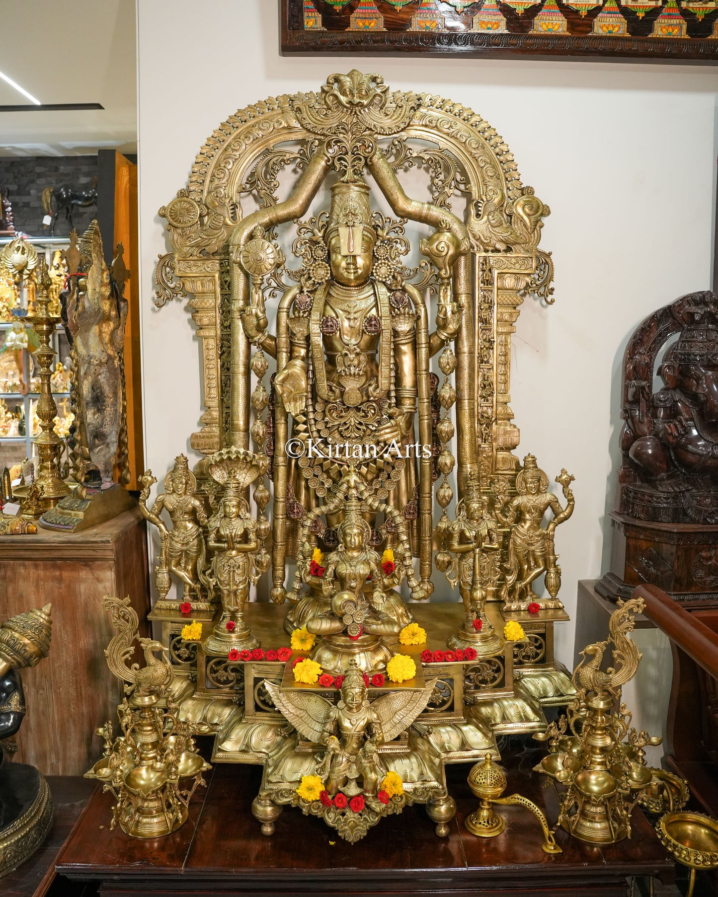 Grand Bronze Tirupati Balaji Venkateswara Sculpture with Prabhavali | 72" | 355kg