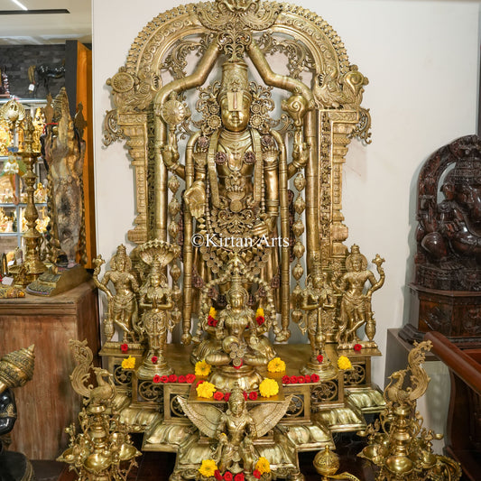 Grand Bronze Tirupati Balaji Venkateswara Sculpture with Prabhavali | 72" | 355kg
