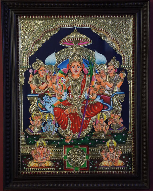 Goddess Lalita Tripura Sundari Tanjore Painting – 24x18 Inch Artwork (27x21 Inch with Frame)