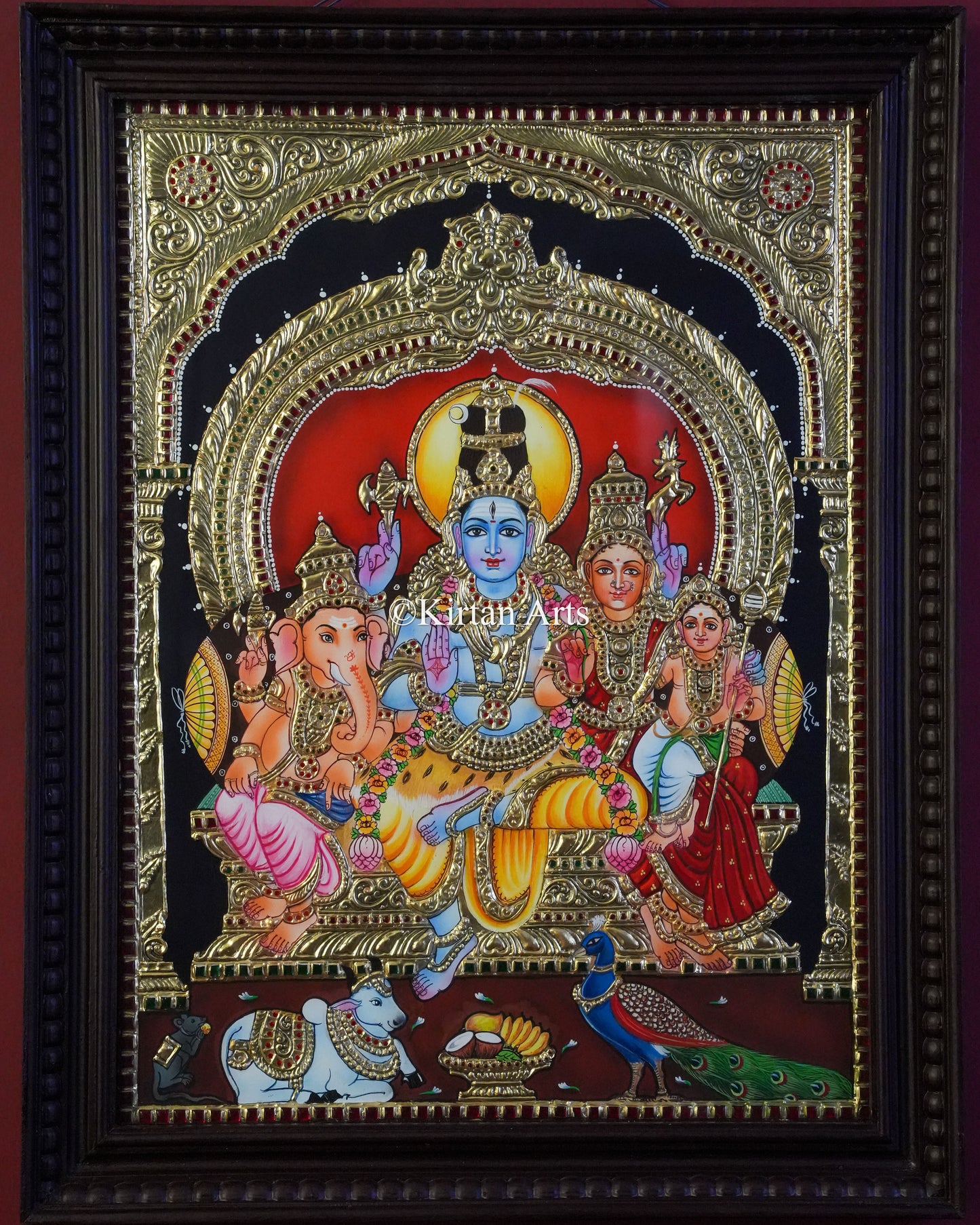 Shiva Parivar Tanjore Painting – 24x18 Inch Artwork (27x21 Inch with Frame)