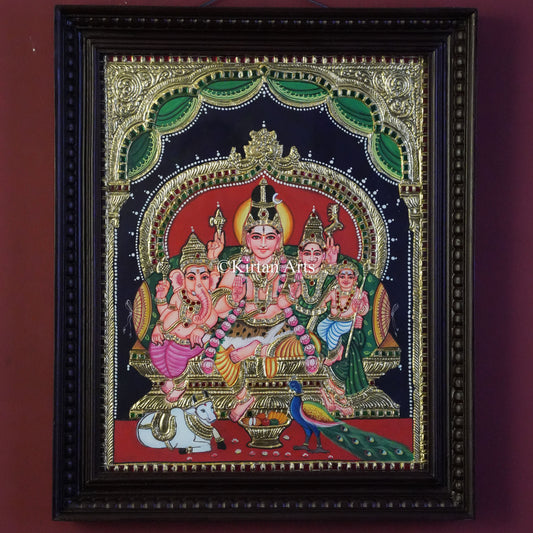 Shiva Parvati Family Tanjore Painting – 27x21 Inch Artwork