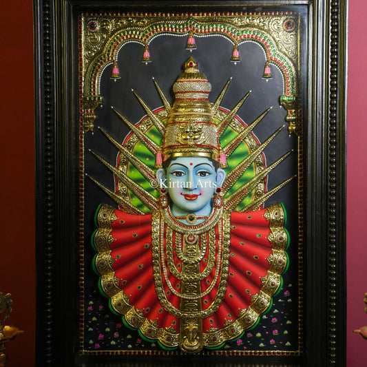 3D Embossed Goddess Yellamma (Sri Renuka Parameswari) Tanjore Painting | 36x24 Inches