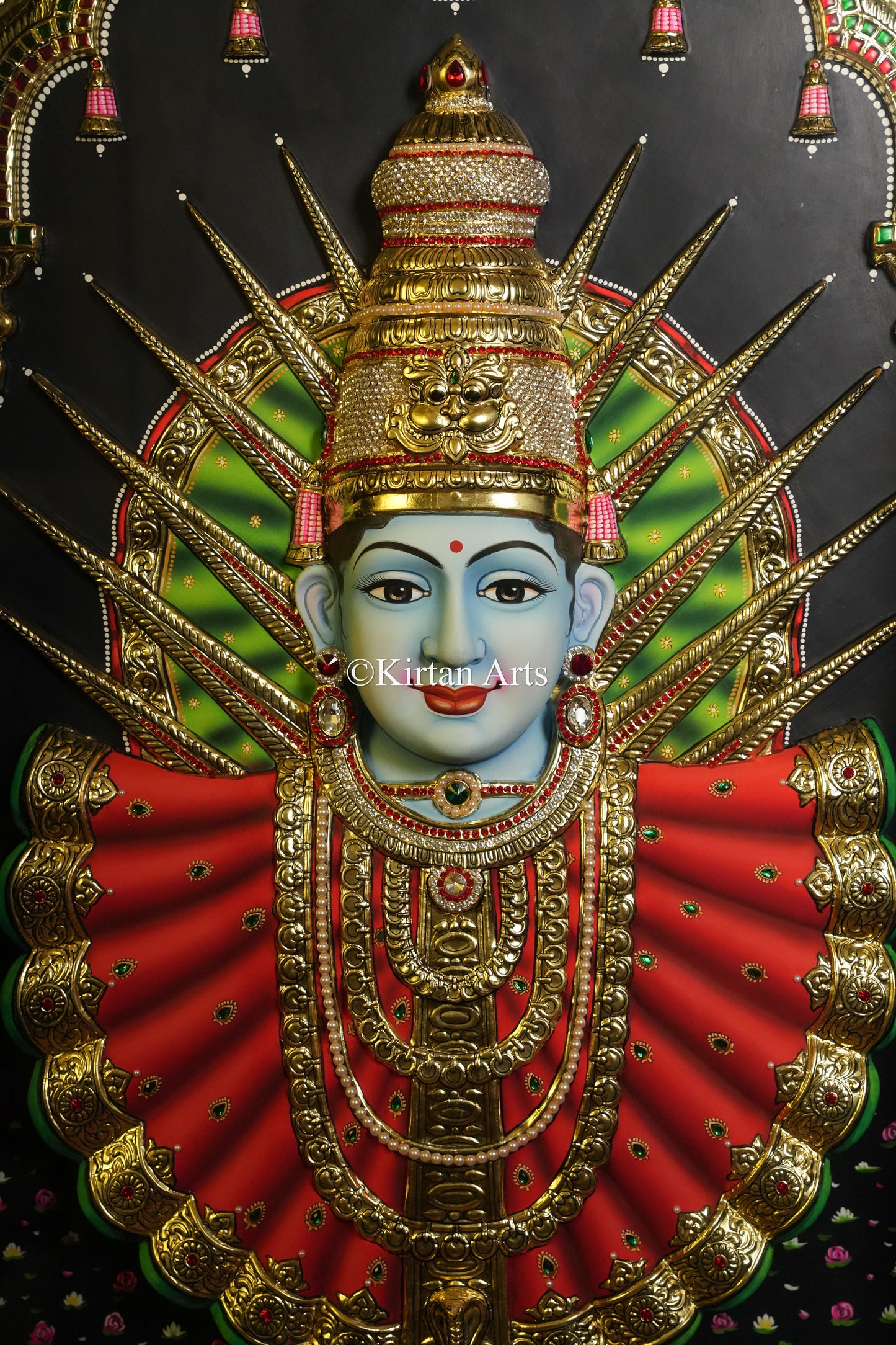 3D Embossed Goddess Yellamma (Sri Renuka Parameswari) Tanjore Painting | 36x24 Inches