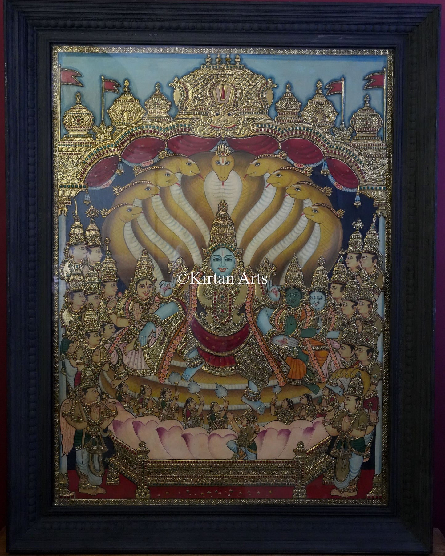 Vaikuntha Narayana (Paramapada Nathan) Tanjore Painting | 4x3 ft | Antique Finish