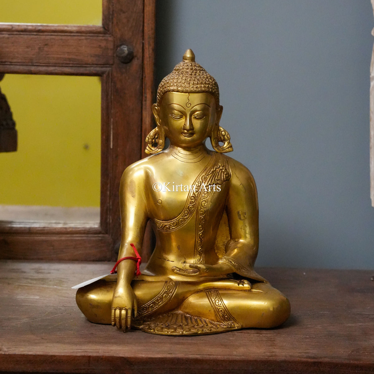 Handcrafted Brass Seated Buddha Statue 12"