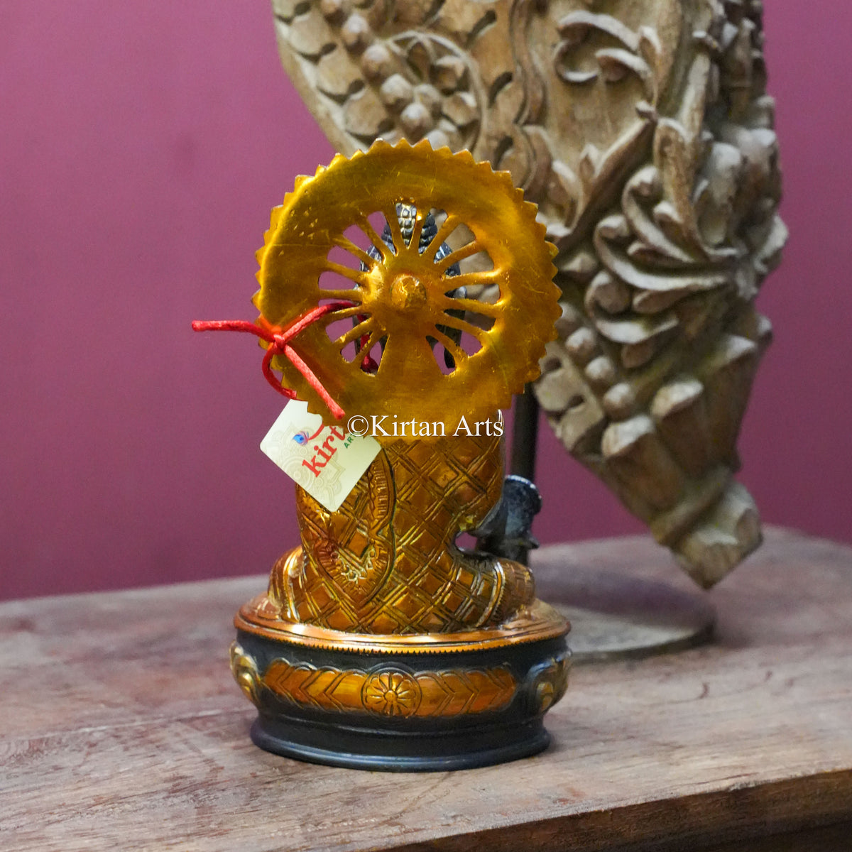 Medicine Buddha Statue with Dharma Wheel Aureole 9"