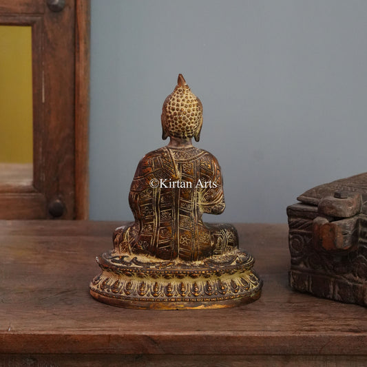 Antique finish Brass Teaching Buddha with Vitarka Mudra