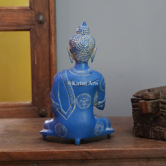 Cobalt Blue Brass Buddha 11"