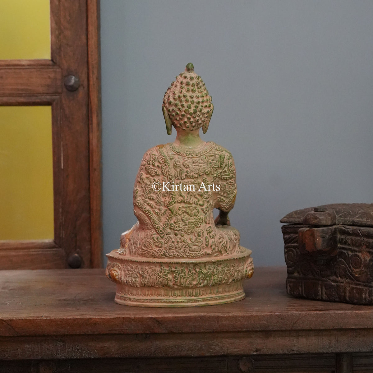 Sage Green Buddha with Gilded Robe Trim 12"