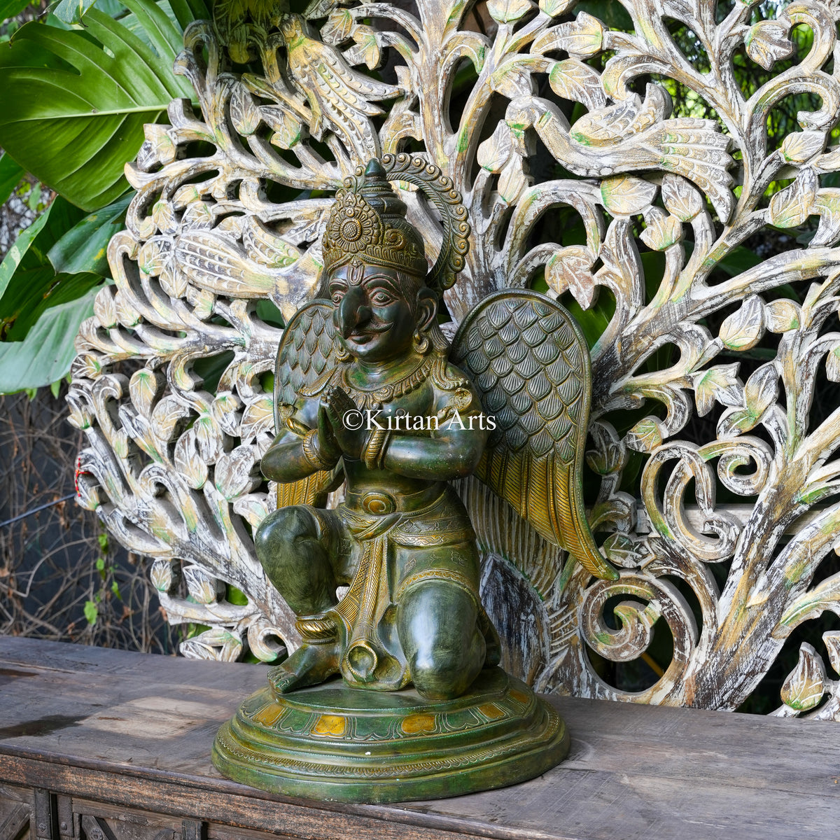 Large Brass Garuda | Antique Green Finish 28"