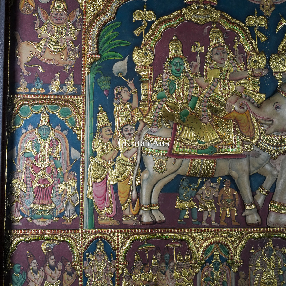 Rishaba Kunjaram Tanjore Painting – 6 x 5 ft | Grand Temple Panel | 22k Gold