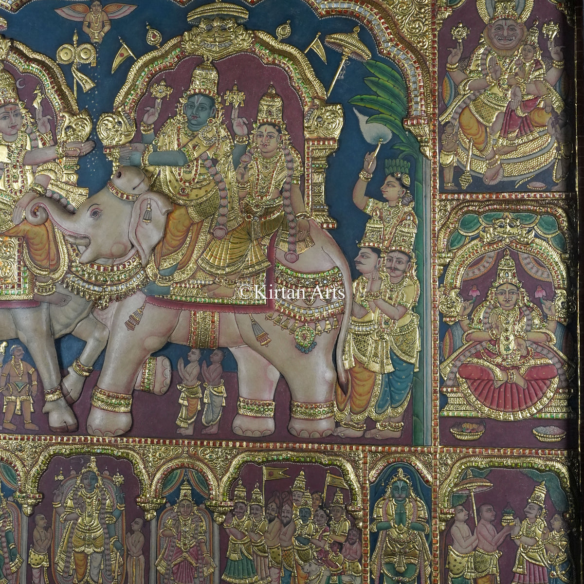Rishaba Kunjaram Tanjore Painting – 6 x 5 ft | Grand Temple Panel | 22k Gold