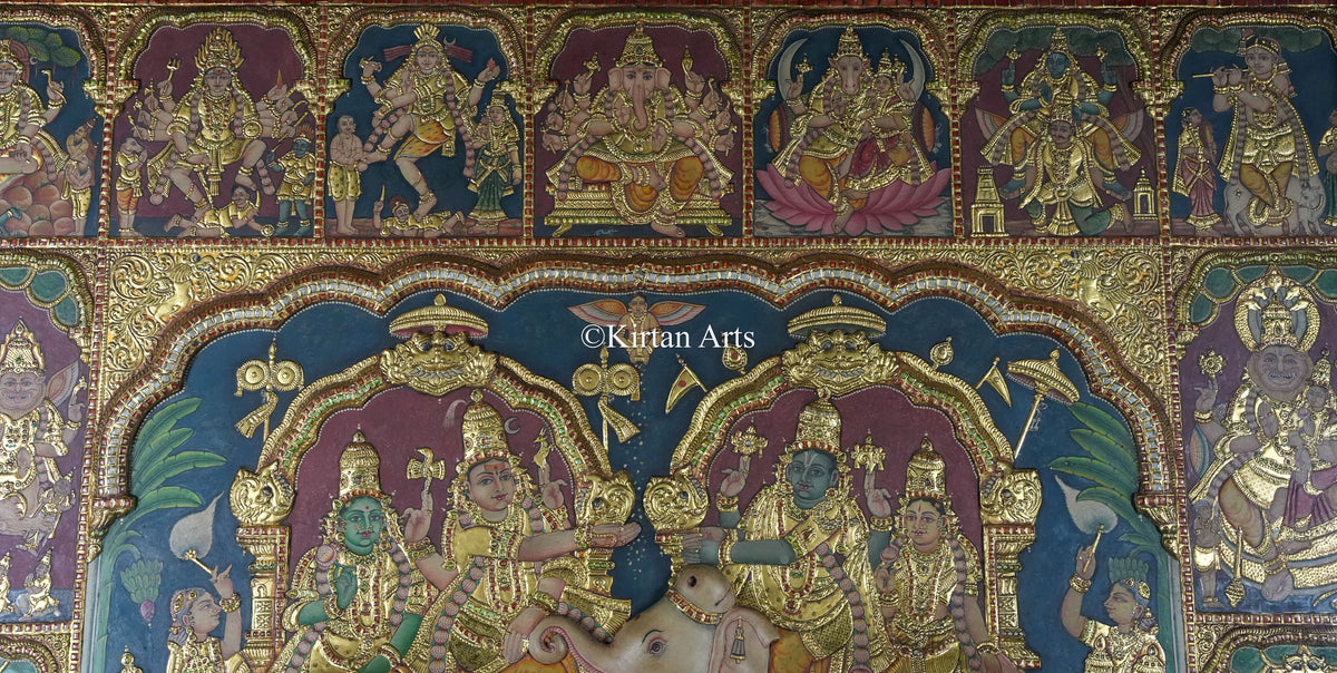 Rishaba Kunjaram Tanjore Painting – 6 x 5 ft | Grand Temple Panel | 22k Gold