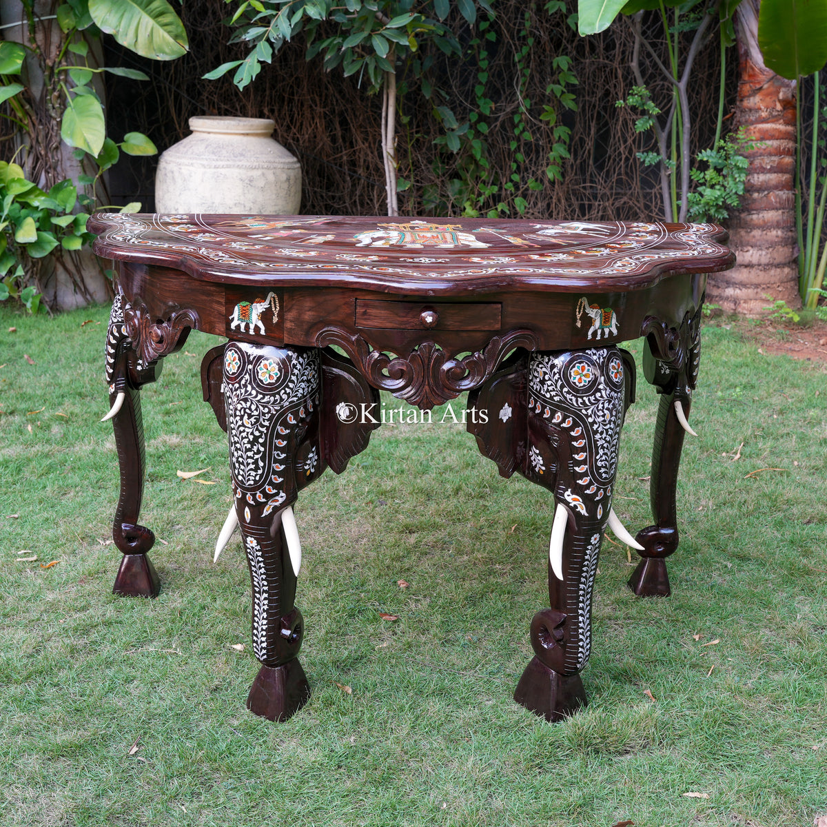 Mysore Rosewood Inlay Console with Elephant Legs | 48"