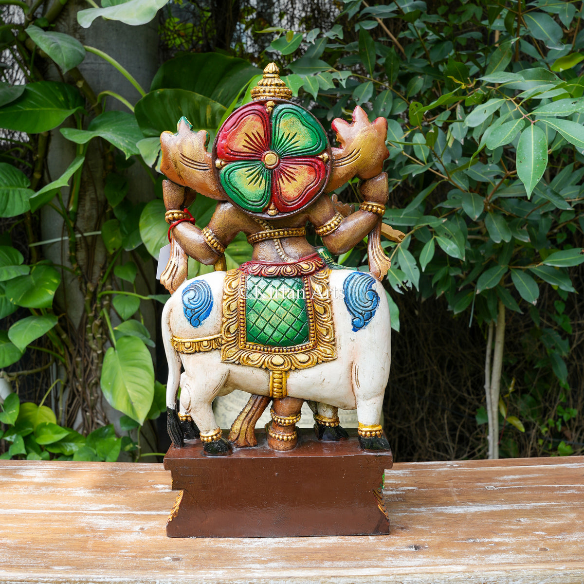 Hand-Carved Vagai Wood Venugopala Krishna Sculpture 24"
