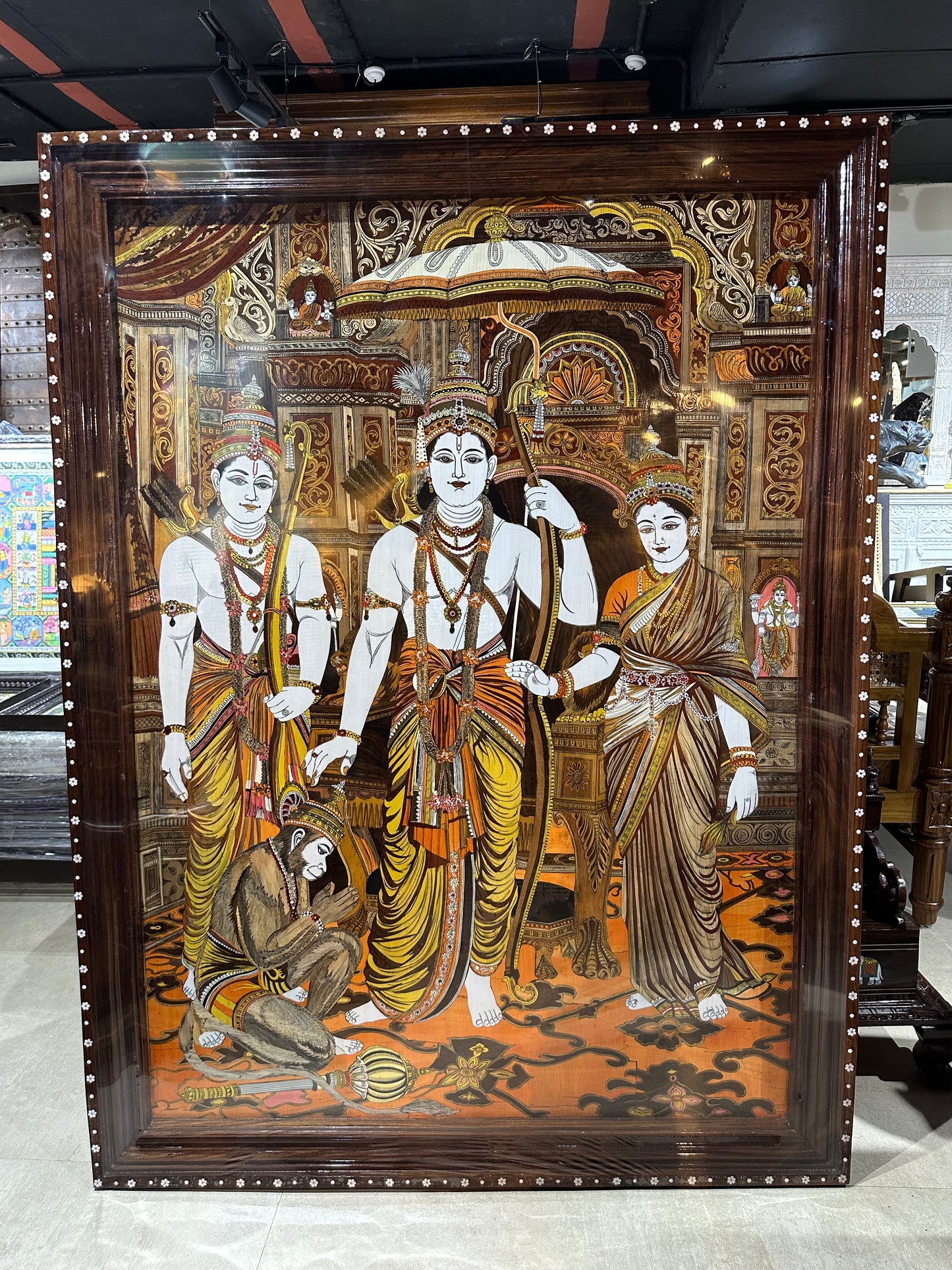 Ram Darbar Rosewood Inlay Panel 60x46 Inches
