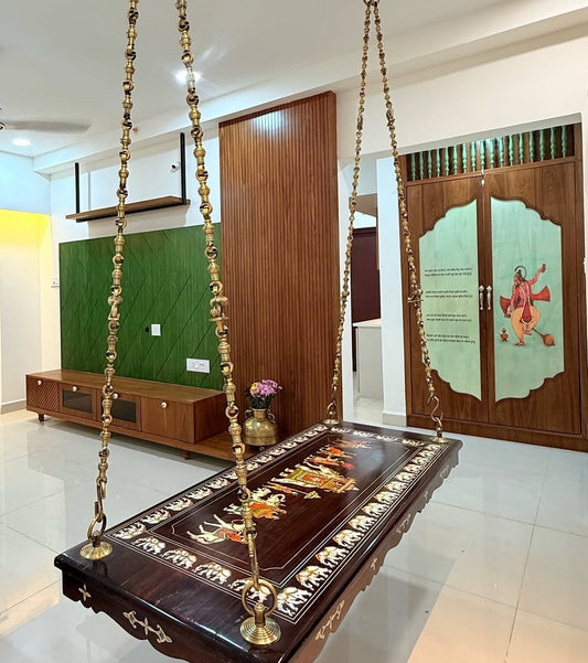 Rosewood Swing/Jhula/ Oonjal Plank | 5x2 ft | Dussehra Elephant Inlay