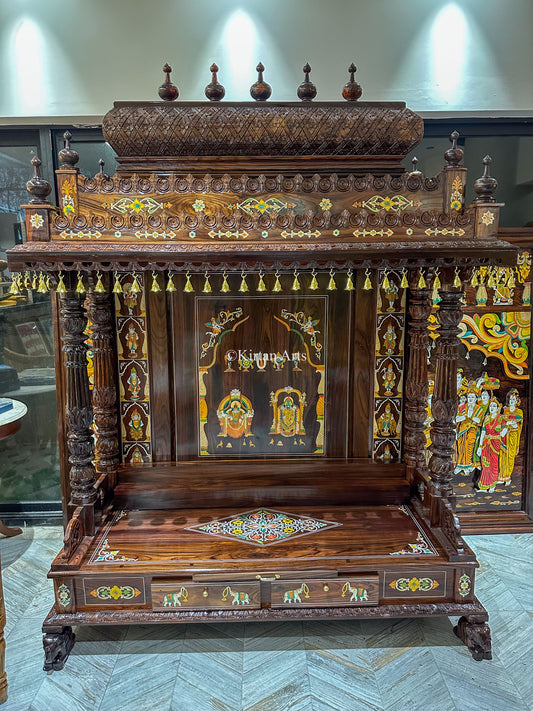 Rosewood Pooja Mandir w Balaji Dasavtar | 6.5x5x2 ft |