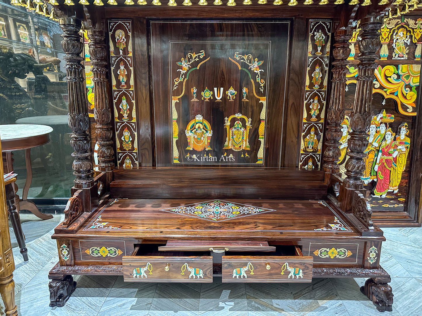 Rosewood Pooja Mandir w Balaji Dasavtar | 6.5x5x2 ft |