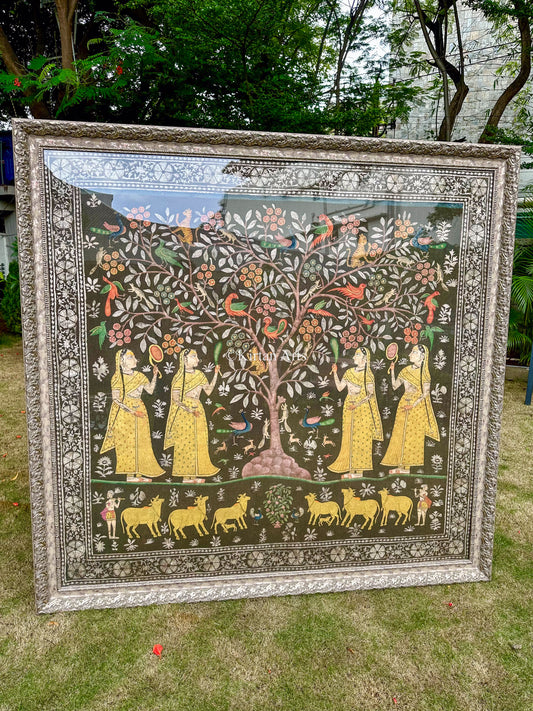 Vrikshachari Pichwai | 6x6 ft | Deccan Antique | Kadamba Tree
